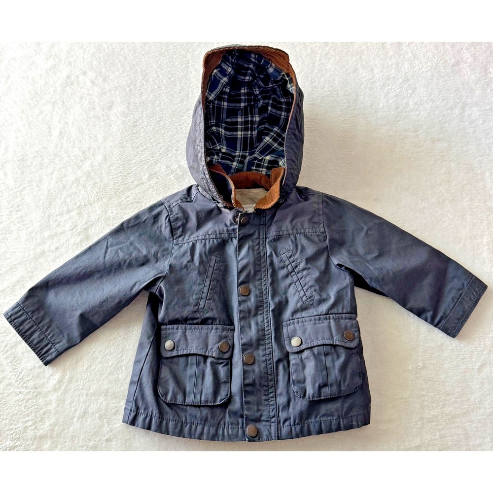 Zara Baby Boy Outerwear Collection Winter Coat Navy 9/12 Mo Liner Elbow‎ Patches